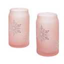 Tabletops Gallery 4 Piece Pink Snowflake Soda Can Glass Set