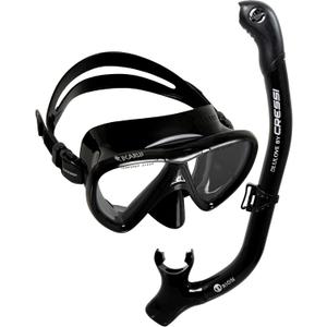 Cressi Adult Snorkeling Kit, Mask & Snorkel - Quality Equipment for Discovering the Underwater World | Ikarus & Orion: Designed in Italy (Black/Black/Black)