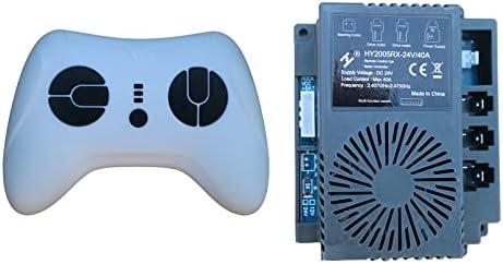 HY2005RX-24V/40A 2.4G White Remote Control and Receiver, for Kids Ride On Toys, 24V Control Box Motherboard Accessories Ride On Car Replacement Parts