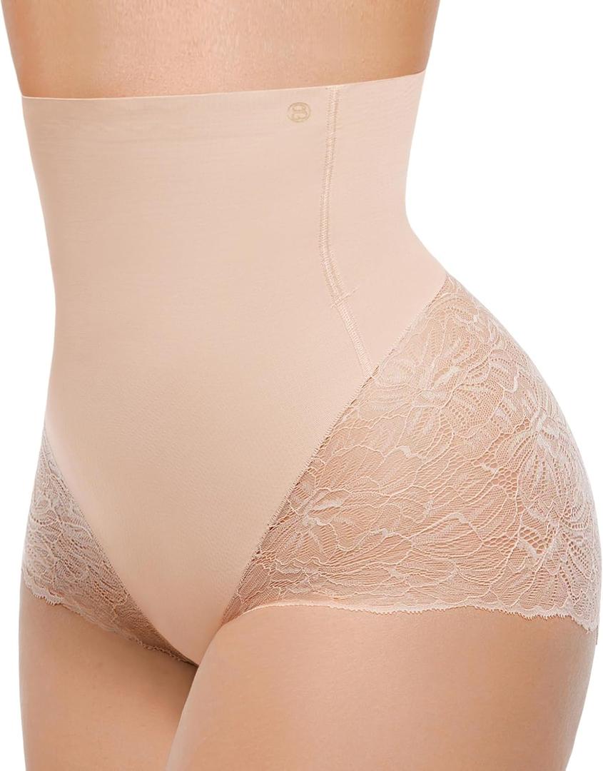 SHAPELLX Tummy Control Shapewear for Women Butt Lifting Shapewear Waist Cincher Body Shaper Briefs Seamless Beige M