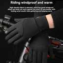 Winter Touchscreen Gloves, Black, Waterproof PU Material, Anti-Slip Texture, Fleece-Lined for Cold Weather, Unisex