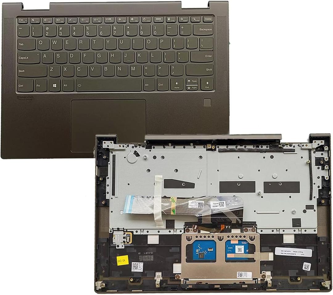 New Replacement for Lenovo Yoga 7-14ITL5 82BH 7 14ITL5 7-14 Laptop Upper Case Palmrest Backlit Keyboard Touchpad Assembly Part 5CB1A08879 AM1RW000110 (Dark Moss)