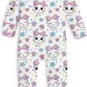 uideazone Baby Girls Footed Pajamas Zip-Front One-Piece Sleeper Non-Slip Footie Cute Pattern Jumpsuit PJs 0-12 Month (6-9 Months, Pink Cat)