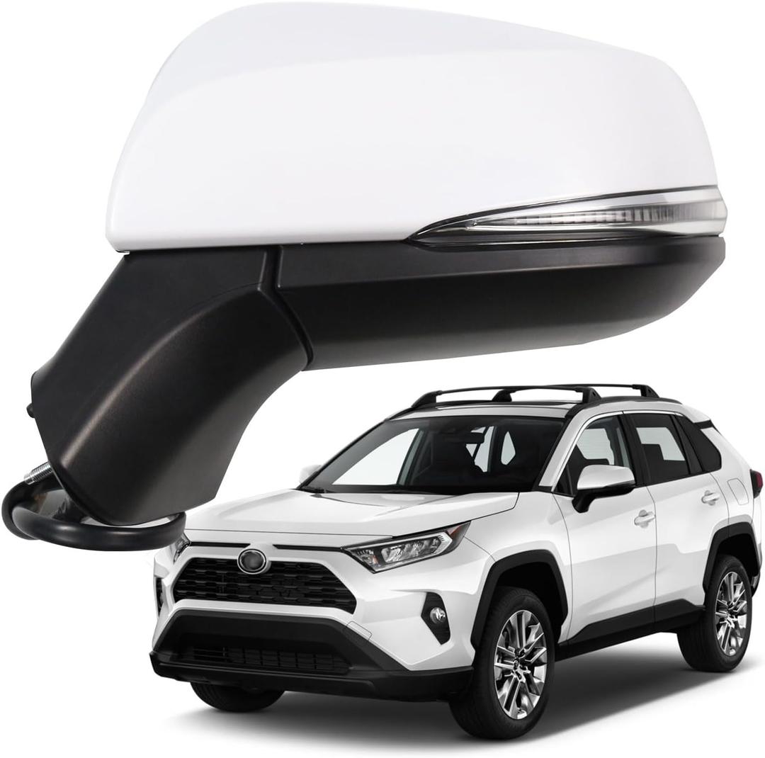 Side Mirror for RAV4 2023 2022 Car Door Mirror Fits for Toyota RAV4 2019 2020 2021 Left Driver Side | Power | Heated |Turning Signal |BSM |replace partslink TO1320384,TO1320388| WHITE (LH) Side Mirror for RAV4 2023 2022 Car Door Mirror Fits for Toyota RAV4 2019 2020 2021 Left Driver Side | Power | Heated |Turning Signal |BSM |replace partslink TO1320384,TO1320388| WHITE (LH)