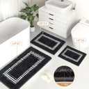 Black Bathroom Rugs 20x31, Non Slip Washable Bath Mats,Super Soft Microfiber Bathroom Mats, Plush Fluffy Absorbent Bath Rugs for Sink Tub Basin Shower Floor