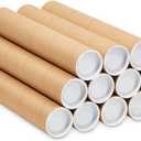 Stockroom Plus Mailing Tubes with Caps - 12-Pack 2 in x 12 in Brown Kraft - Spiral Construction for Impact Protection & Poster Storage - Blueprint & Poster Holder Tube