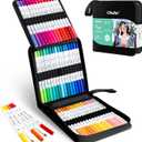 Ohuhu Markers Paper-friendly No Peeling Water-based 60 Colors Dual Brush Fineliner Tips Markers for Adult Coloring Books No Bleeding Coloring Markers for Kids Beginner Calligraphy - Pupe