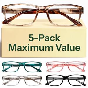 Gaoye 1.75 Professional Reading Glasses for All Day - Computer Readers with Blue Light Protection - Value Pack