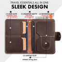 RFID Passport Holder for Travel with Airtag Slot(Hidden) - Genuine Leather Passport Wallet for 2 Passports, Large Capacity Passport Cover for Men & Women, Family & Couples, Christmas Gift