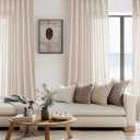 ANRODUO Beige Flax Linen Curtains 84 Inch Length 2 Panels for Bedroom Living Room Semi Sheer Privacy Burlap Textured Linen Drapes Country Rustic Farmhouse Curtain Tan Cream Colored 84 inches Long, Beige 