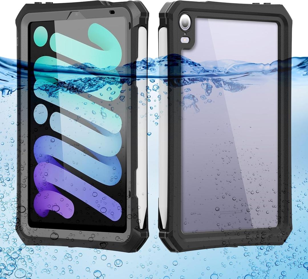 IP68 Waterproof Case Compatible with iPad Mini (A17 Pro 7th Gen) 8.3'' 2024/ Mini 6 w/Pencil Holder Kickstand Shock-Dust-Proof Full-Sealing Cover Compatible with Magic Keyboard A2993 A2995