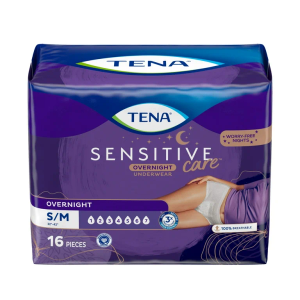 Tena Sensitive Care Overnight Incontinence Underwear for Women Small/Medium, 4 Bags 16 Pieces per bag, 64 Pieces