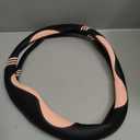 HighnessHwoo Car Steering Wheel Covers for Women Padded Carbon Fiber PU Leather Cute Auto Interior Accessories for Vehicle, Sedan, Universal, Anti Slip, Pink, Standard Size, 14.75-15.15in