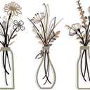 3 Pieces Metal Flowers Wall Arts - Rustic Farmhouse Style Dcor Metal Wall Art Black Minimalist Flower Natural Themed Wall Decors for Home Bedroom Dining Room Housewarming (Brown)