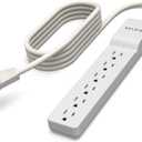 Belkin Surge Protector Power Strip - 6 AC Multiple Outlets - Flat Rotating Plug, 8ft Long Heavy-Duty Extension Cord for Home, Office, Travel, Computer Desktop & Charging Brick - White (720 Joules)