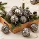 12 Pcs Vintage Neutral Textured Christmas Ball Ornaments 3.15 Inch Large Earth Tone Rustic Brown Bulb Ornaments Antique Shatterproof Distressed Farmhouse Modern Christmas Decor for Xmas Tree