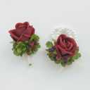 2 x MAFELOE Boutonniere Corsage Set, Artificial Flowers Accessories for Wedding Prom Party Homecoming Celebration Suit Decorations-2 Pieces Burgundy+Green
