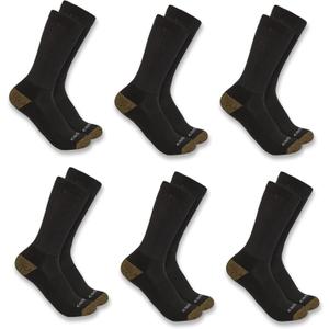 Carhartt Men's SC1156M Midweight Crew Sock 6-Pack (X-Large, Black)