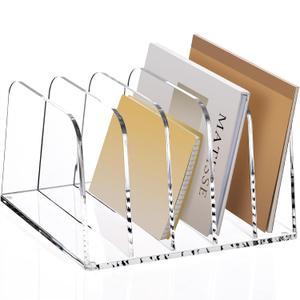 YUXUN Desk File Organizer,5-Section Vertical Clear Acrylic Desk Organizer File Holder Mail Sorter Office Organization for Office Home &ClassroomB5