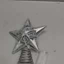 Juegoal Star Tree Topper with 20 LED Lights, Metal Silver Lighted Treetop Ornaments, Battery Powered Light Up Christmas Tree Decorations, 6.5 x 6.5 Inches