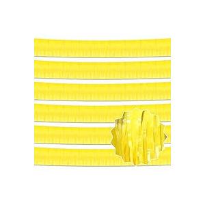 6P Macaroon Yellow Wavy Metallic Foil Fringe Banner Tinsel Banner Backdrop Garland Curtains for Parade Floats Wedding Birthday Parties Decoration Halloween Christmas