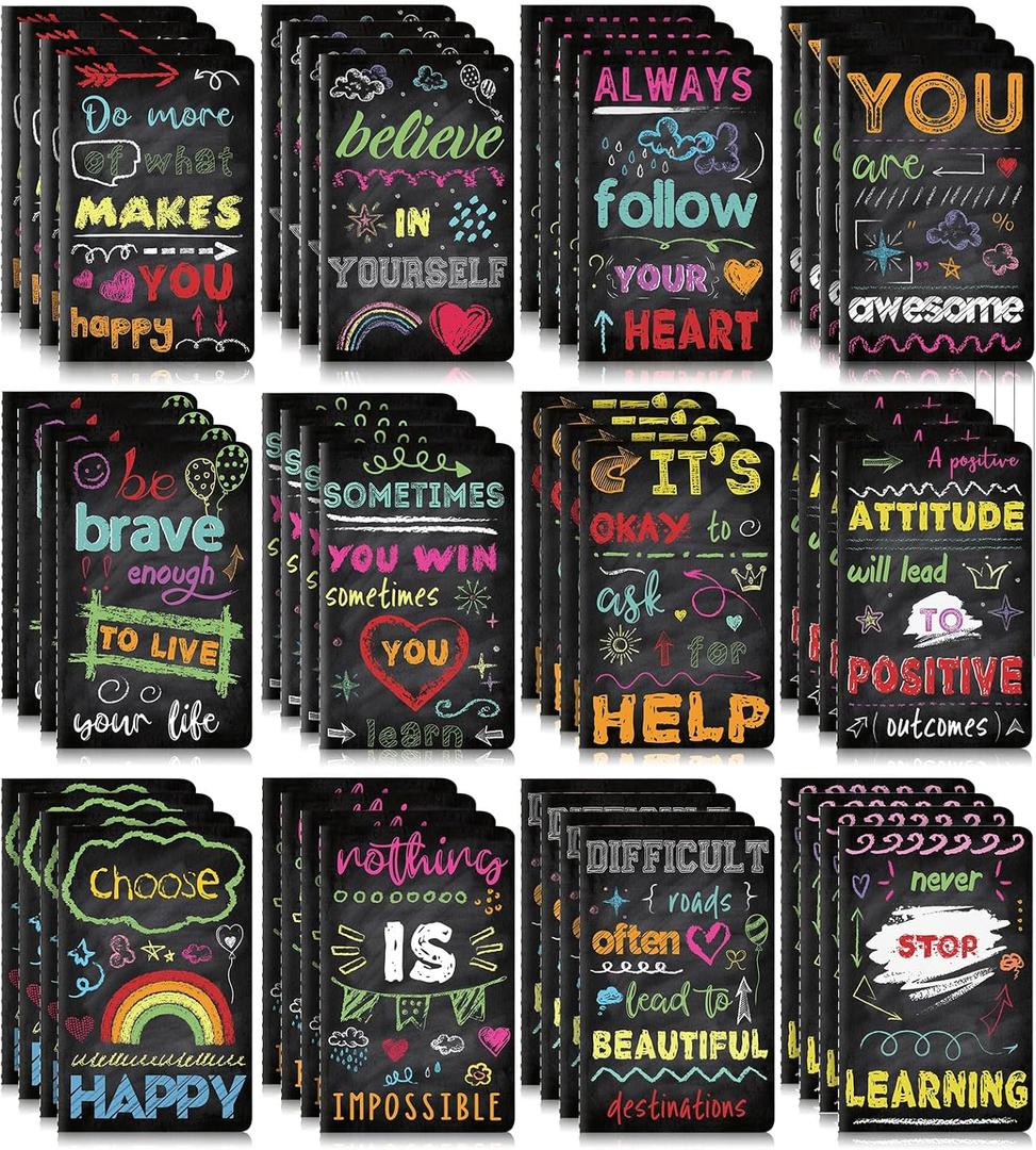 Outus 48 Pieces Mini Inspirational Notepads Motivational Small Pocket Journal Notebook Inspiring Note Pads Gift for School Office Travel Coworkers Supplies, 12 Styles (Positive Style)