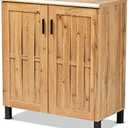 Baxton Studio SR 890005-H-Wotan Oak Excel 31 1/2 Inch Modern Wood 2-Door Storage Cabinet in Oak Brown and Black