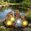 3 Hedgehog Solar Garden Statues with Succulent Animal Figurines Resin Hedgehog Decor Outdoor Statues, Ideal Decoration for Lawn Patio Yard, Gifts for Men Women