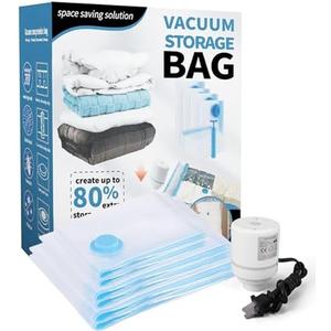 Vacuum Storage Bags for Travel, Pack of 4 Vacuum Seal Bags with Electric Pump for Luggage and Suitcase, Carry-on Size Space Saver for Clothes and Clothing Travel