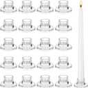 20 Pcs Glass Taper Candle Holders - Small Clear Candlestick Holders, T-Shaped Thick Glass Tapered Candle Holders for Tabletop Centerpieces, Ideal for Events, Weddings, Holiday Dinners