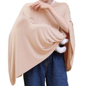 Nursing Cover for Breastfeeding, 360Full Coverage Nursing Poncho, Rayon Soft & Breathable Breastfeeding Cover up (Smooth Rayon, Warm Natural Pink)