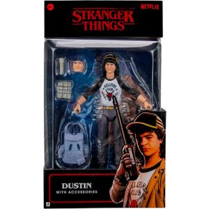 Stranger Things Dustin Henderson Upside Down Collector Figure - 6-Inch Highly Detailed Figure with Soft Good Clothing and Unique Accessories