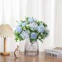 CYANLUX Artificial Peonies Fake Flowers, White Pink Silk Peony Bouquet 4 Bundles with Eucalyptus Leaves for Farmhouse Home Boho Wedding Table Centerpiece Decoration (Blue)