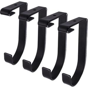 4-Pack Heavy Duty Add-On Flat Hook Accessory for Garage Ceiling and Wall Storage, Alloy Steel, Black - Suitable for FLEXINOUMTS Racks