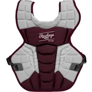 Rawlings | Velo 2.0 Catcher's Chest Protector | Baseball | Intermediate - 15 1/2" | Maroon/White