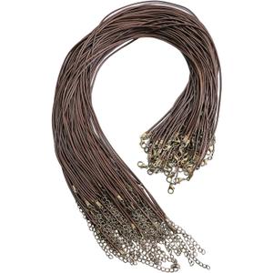 100 Pcs 18" 1.5mm Brown Waxed Cord Necklace String Bracelet Faux Leather Chain Clasp Bulk for Jewelry Making Supplies Accessories(Brown)