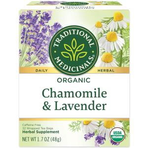 Traditional Medicinals Tea, Organic Chamomile & Lavender, Stress Relief, 32 Tea Bags (EXP 06/30/29)