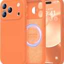 LOVE 3000 Designed for iPhone 17 Pro Case, Premium Silicone [Compatible with Magsafe][Soft Anti-Scratch Microfiber Lining] Shockproof Protective Phone Case for Men Women 6.3", Bright Orange