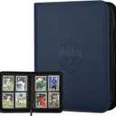 Trading Card Binder 4 Pocket, GERMUN PU Cover Card Binder for 160 Cards, Premium Trading Card Holder Folders, Double Sided Pocket Card Album for MTG, TCG (Blue)