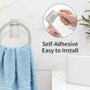 STWWO Brushed Nickel Towel Ring, Hand Towel Holder for Bathroom, Self Adhesive Hand Towel Rings for Bath, Kitchen, RV, No Drill Hole