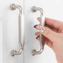 10 Pack 3-3/4 Inch Hole Centers, Brushed Nickel Cabinet Pulls Satin Nickel Cabinet Handles Silver Kitchen Hardware for Cabinets ZP2302 Drawer Bedroom Dresser Bathroom Vanity Cupboard