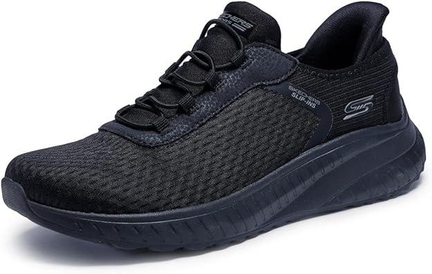 Skechers Women's Hands Free Slip-ins Bobs Squad Chaos-Daily Inspiration Sneaker, Black/Black, 7.5 Wide