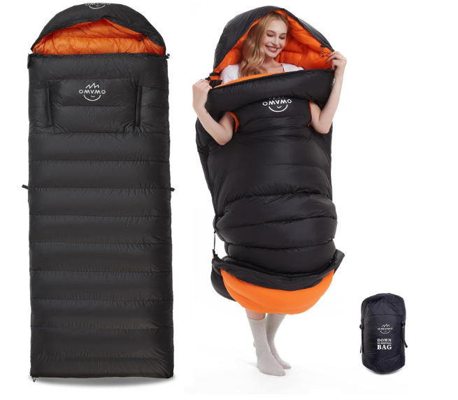 Rectangular Down Sleeping Bag for Adults Camping Hike with Arm Holes