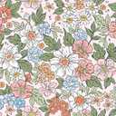 VEELIKE Meadowfield Poppy Peel and Stick Wallpaper - Vintage Multicolor Floral for Girls Room Nursery - 17.7''x118'' Self Adhesive Vinyl for Walls and Cabinets