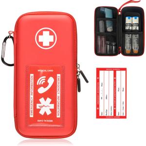 EpiPen Carry Case, Hard Emergency Medical Bag with Carabiner-for 2 EpiPens, Asthma Inhaler, Auvi-Q,Eye Drops,Anti-Histamine,Allergy Medication,Diabetes Travel Case for Adults and Kids