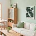 Framed Red Crowned Crane Japanese Rustic Nature Animal Wall Art Decor Canvas Mural Print Picture Simple Green Bird Picture Modern Zen Poster Gallery Bedroom Living Room Office 12x16 Inch Ready to Hang