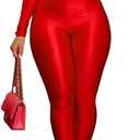 Women Bodycon Two Piece Outfits for Birthday 2024 Catsuit Crop Top with Flare Leggings Sequin Jumpsuit Sexy Clubwear Red, L