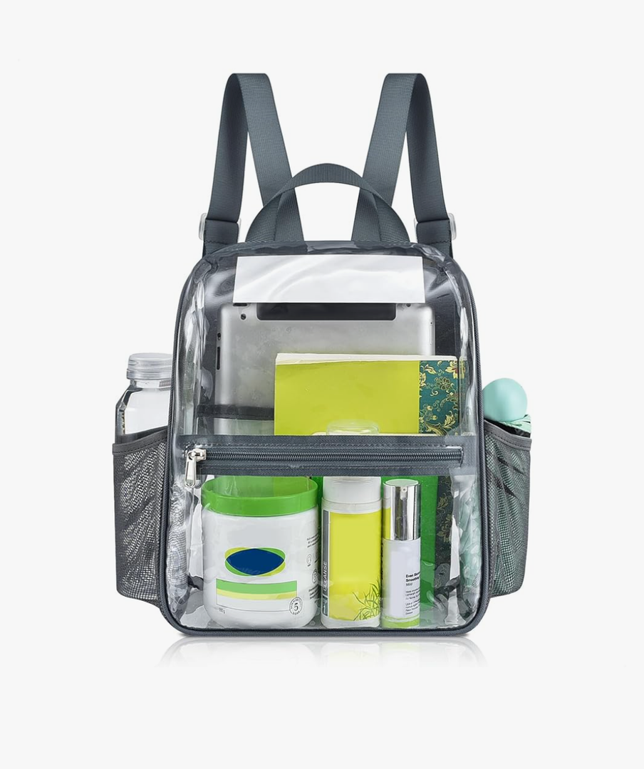 Mildbeer Small Clear Backpack, Stadium Approved 12x12x6 Clear Backpack for Women with 2 Bottle Holders for Festival Concert Sports Events