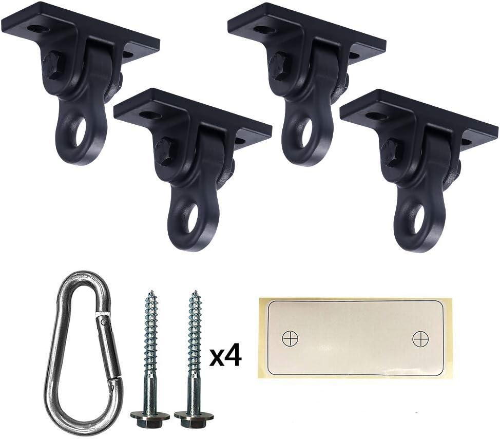 ABUSA Heavy Duty Black Swing Hangers Screws Bolts Included Over 5000 lb Capacity Playground Porch Yoga Seat Trapeze Wooden Sets Indoor Outdoor, (4 Pack)