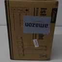 Amico Dining Room Light Fixture 5-Light Kitchen Island Lighting with Adjustable Rods, Farmhouse Decor Black Metal & Wood Chandelier with Seeded Glass Shade, Island Lights for Kitchen